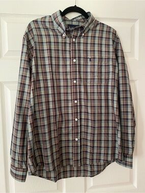 Local Boy Outfitters Men's Plaid Button-Down Shirt Burgundy & Navy